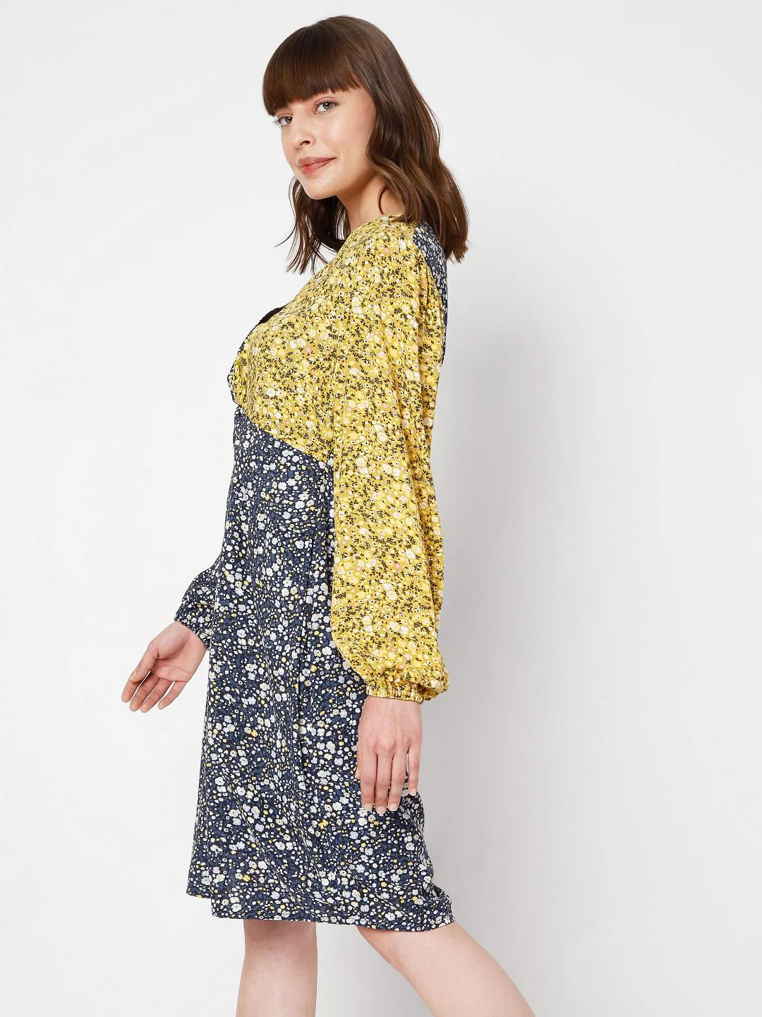 Blue Floral Print Dress - Image 3