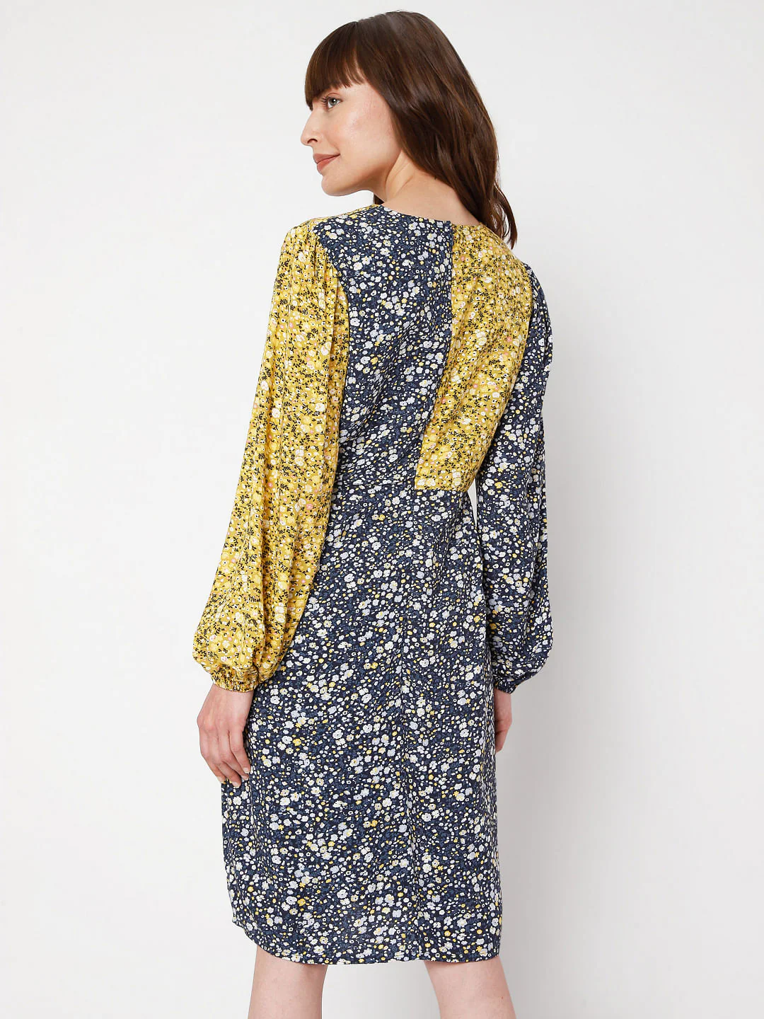 Blue Floral Print Dress - Image 4