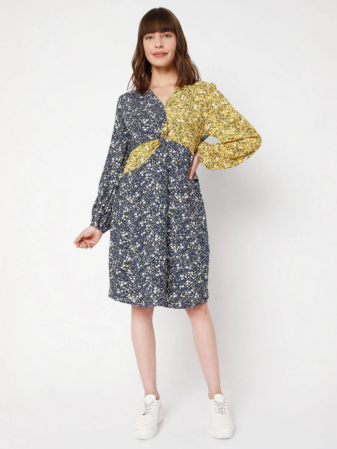 Blue Floral Print Dress - Image 5