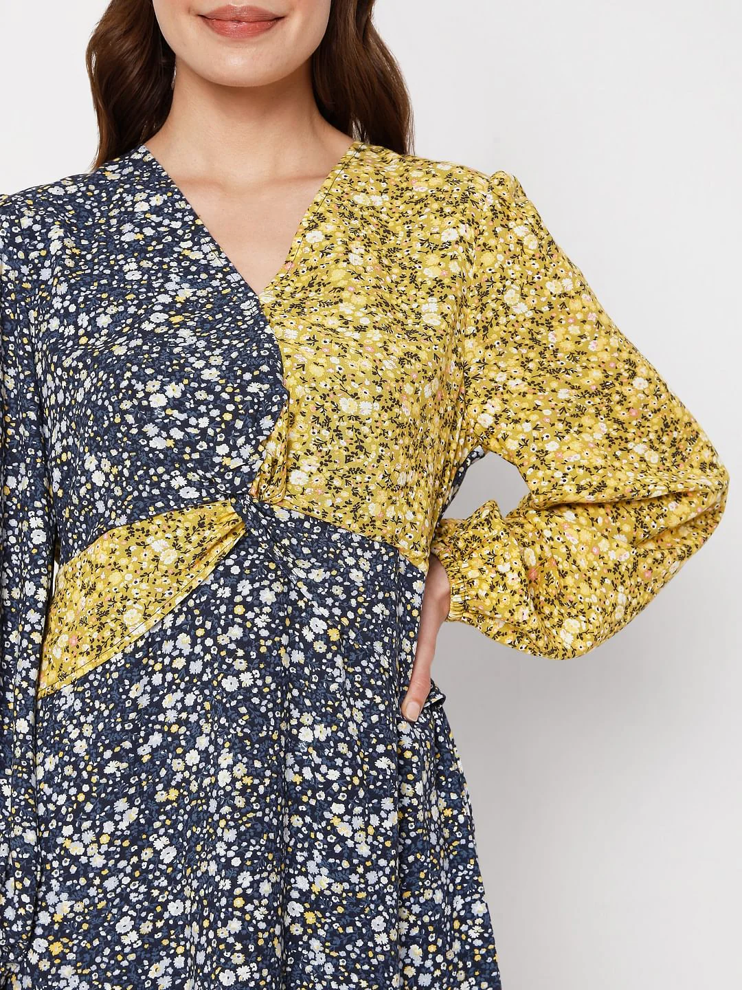 Blue Floral Print Dress - Image 6
