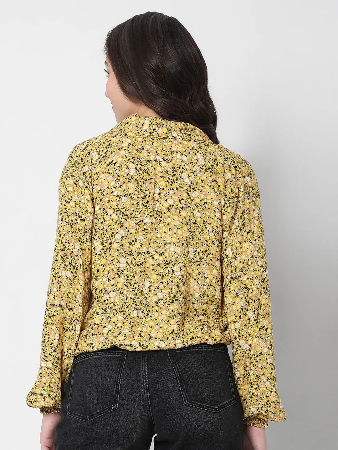 Yellow Floral Wrap Top - Image 4
