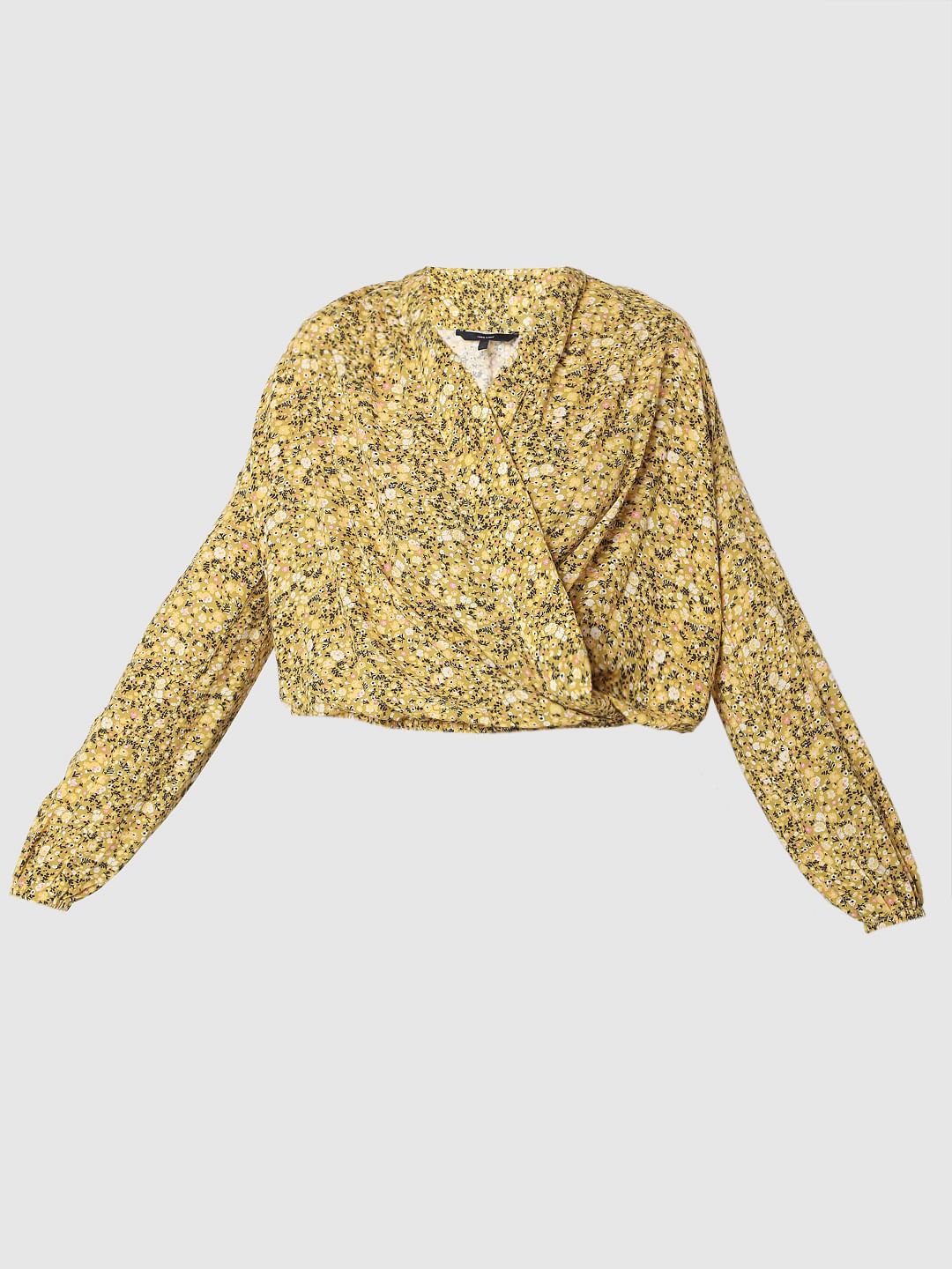 Yellow Floral Wrap Top - Image 7