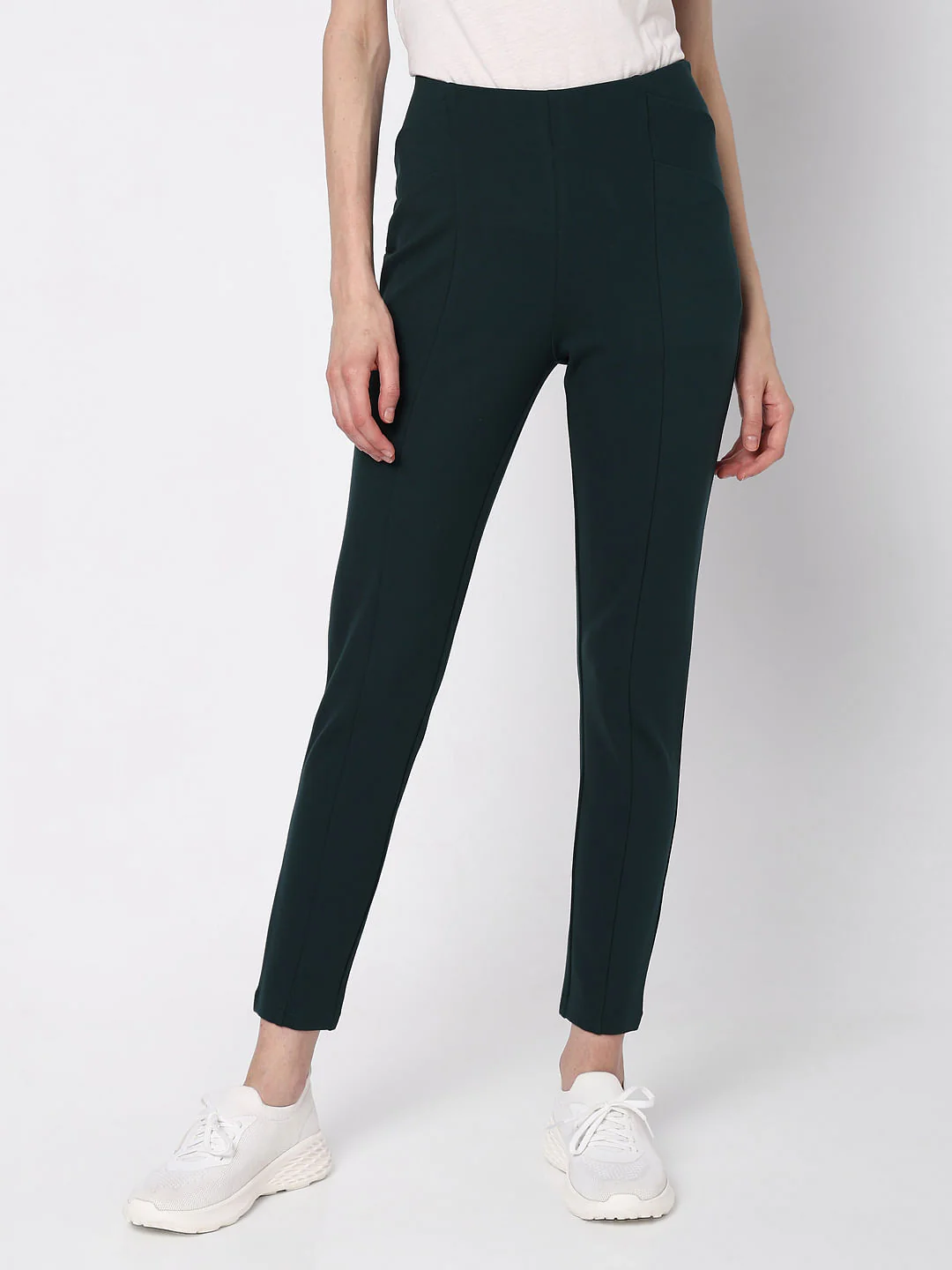 Bottle Green High Rise Skinny Jeggings - Image 2