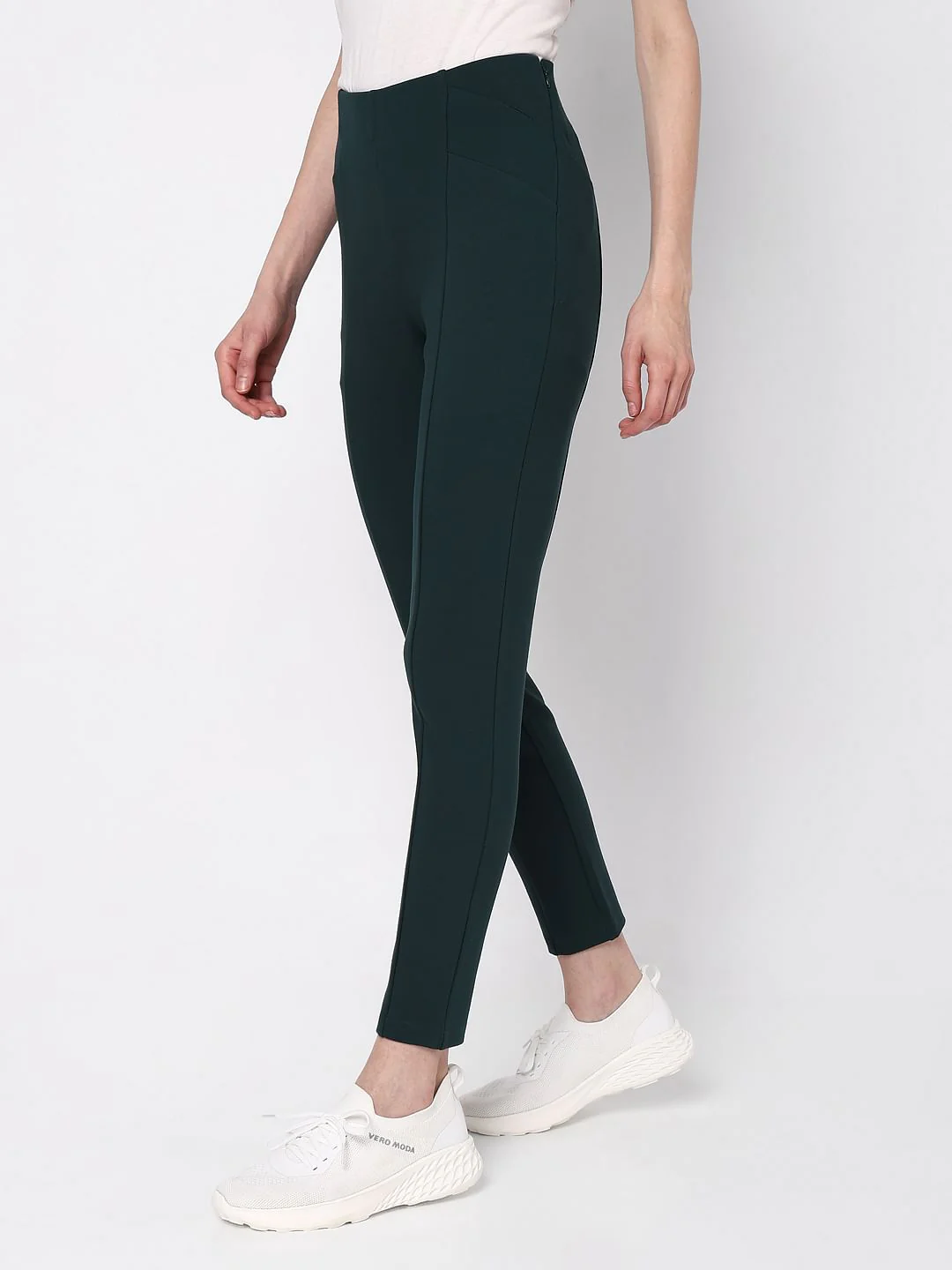 Bottle Green High Rise Skinny Jeggings - Image 3