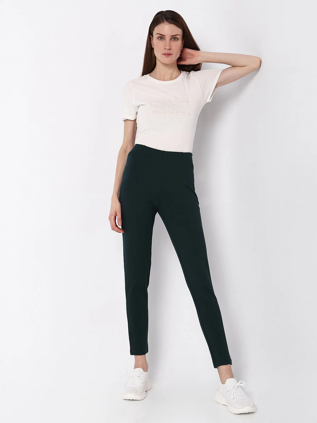 Bottle Green High Rise Skinny Jeggings - Image 5