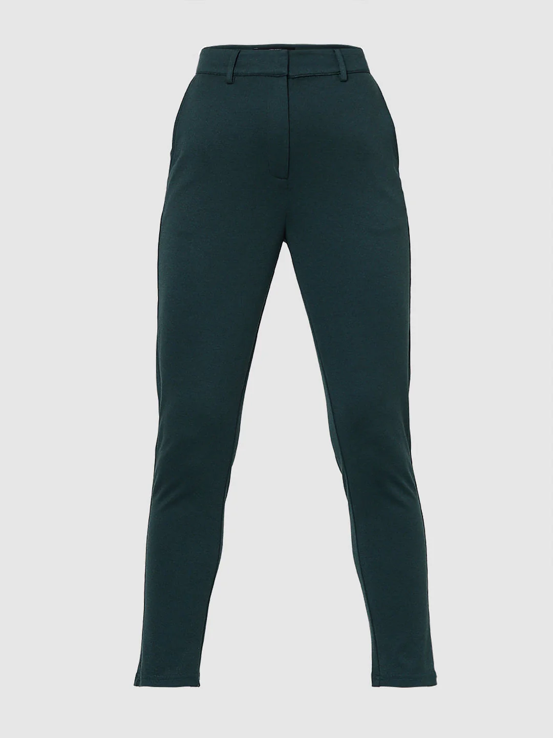 Dark Green Mid Rise Tailored Trousers - Image 7