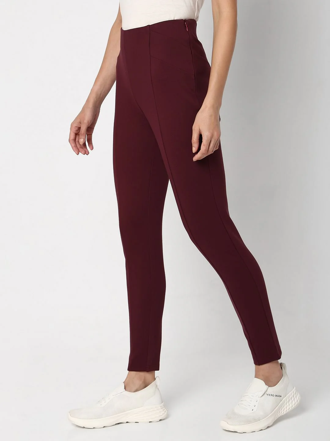 Maroon High Rise Skinny Jeggings - Image 3