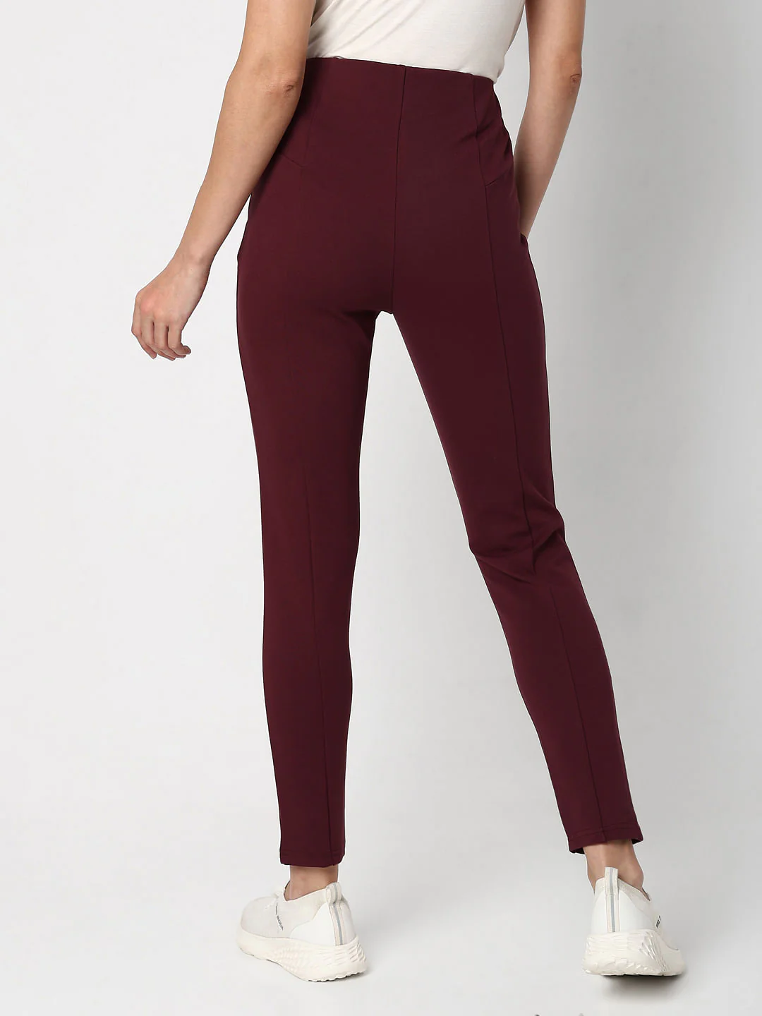 Maroon High Rise Skinny Jeggings - Image 4