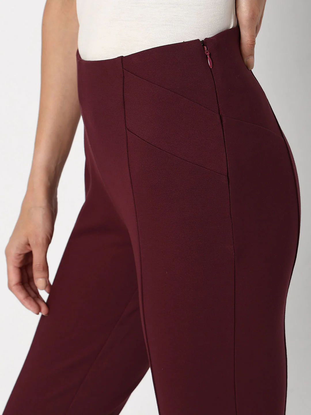 Maroon High Rise Skinny Jeggings - Image 6