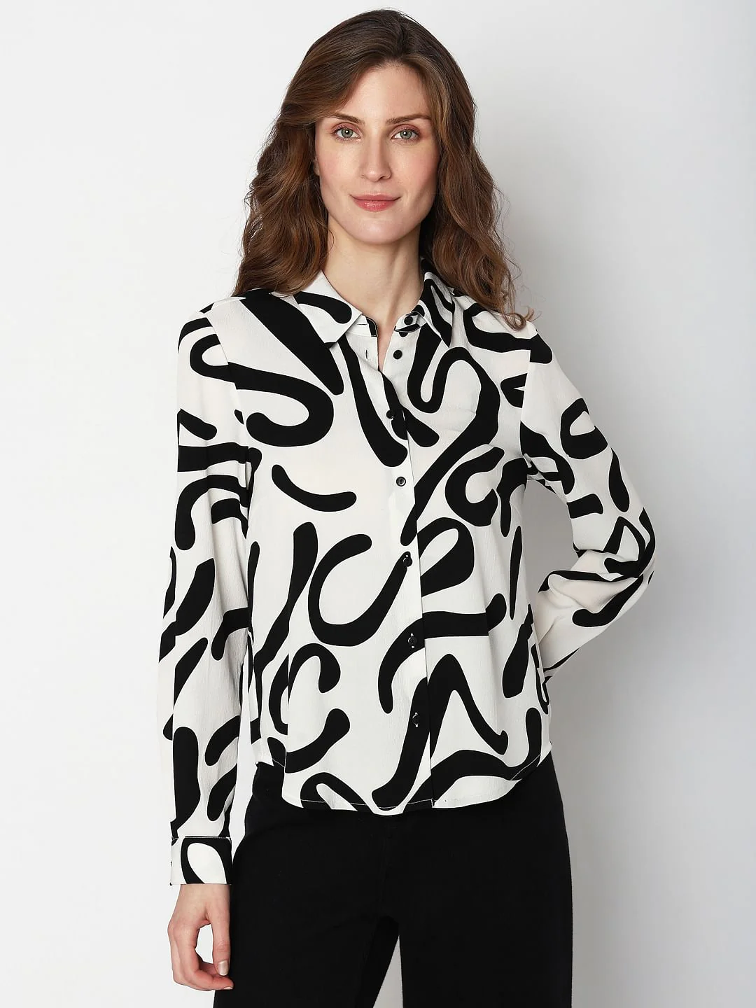 White & Black Printed Shirt - Image 2