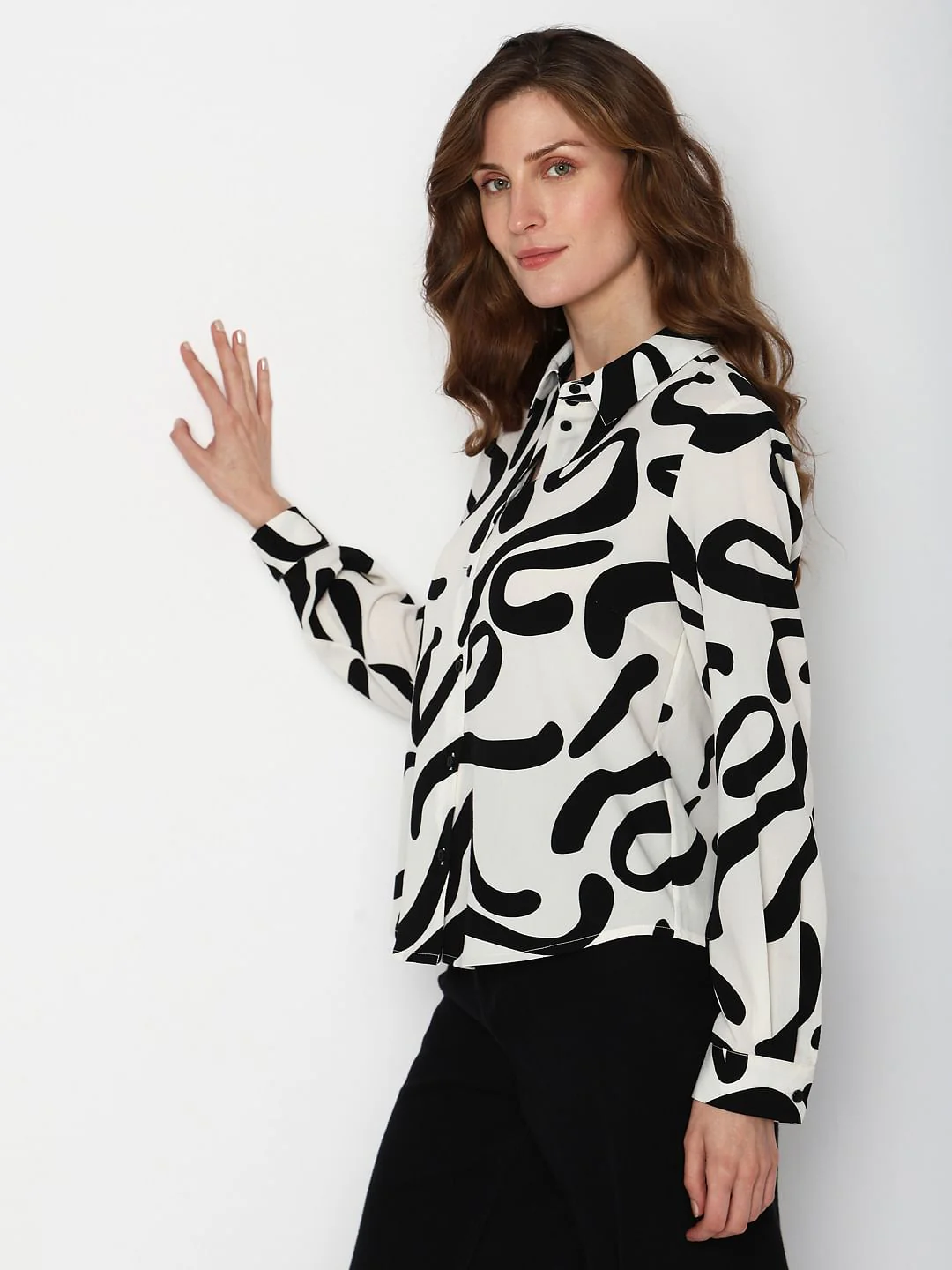 White & Black Printed Shirt - Image 3
