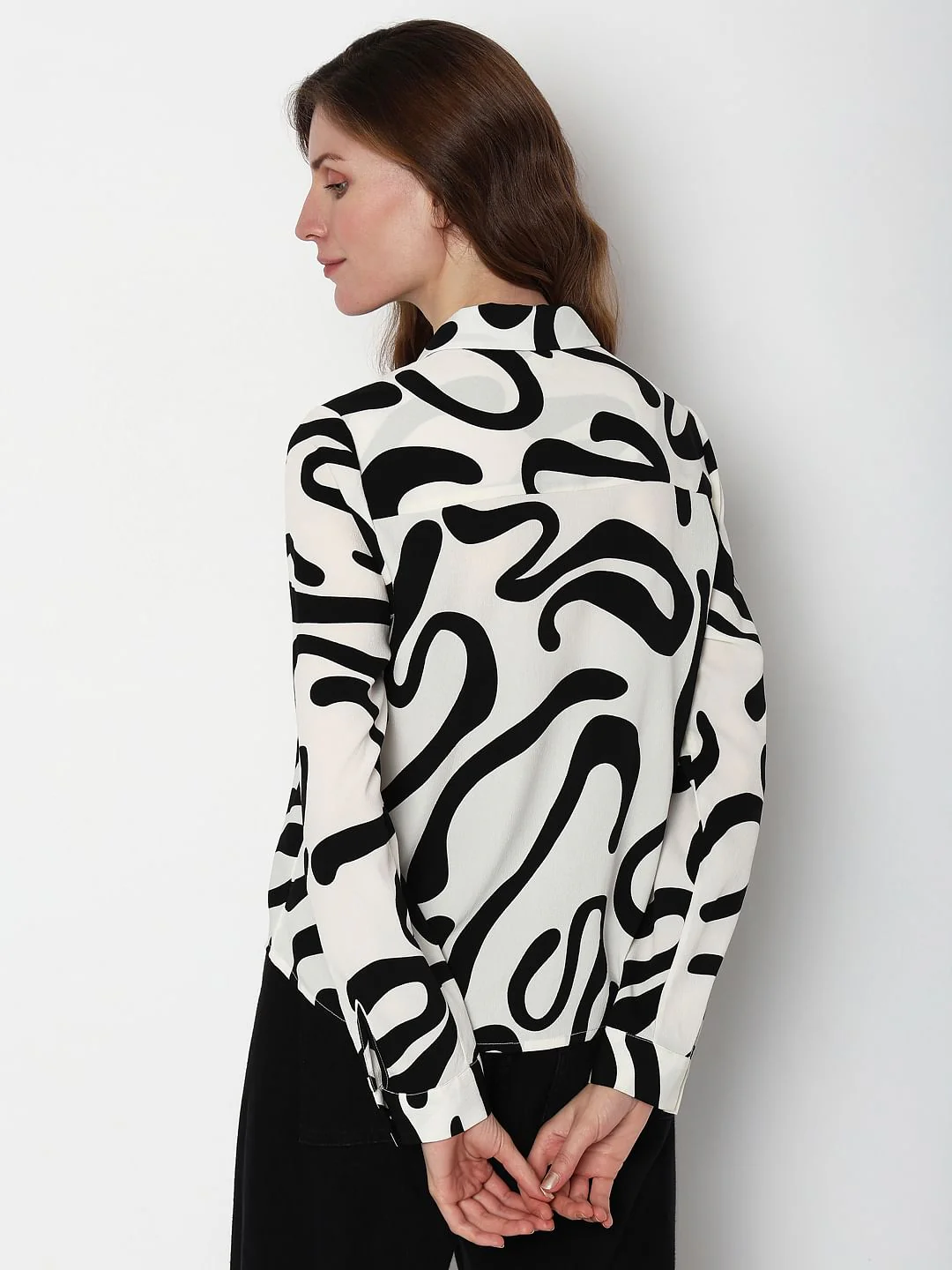 White & Black Printed Shirt - Image 4