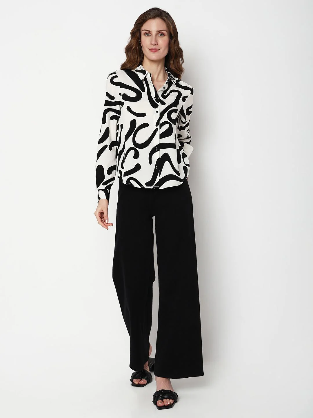 White & Black Printed Shirt - Image 5