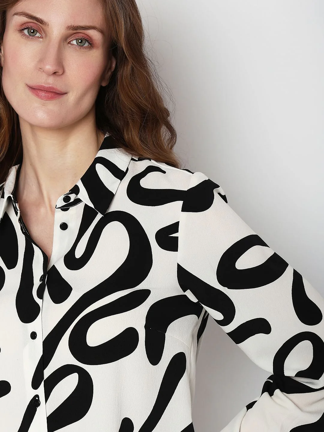 White & Black Printed Shirt - Image 6