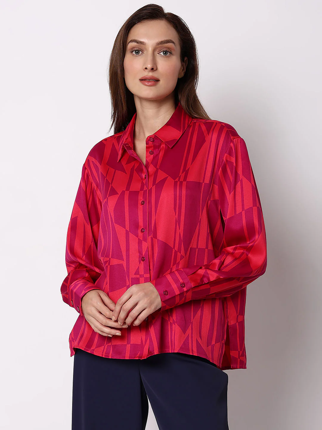 Pink Printed Loose Fit Shirt - Image 2
