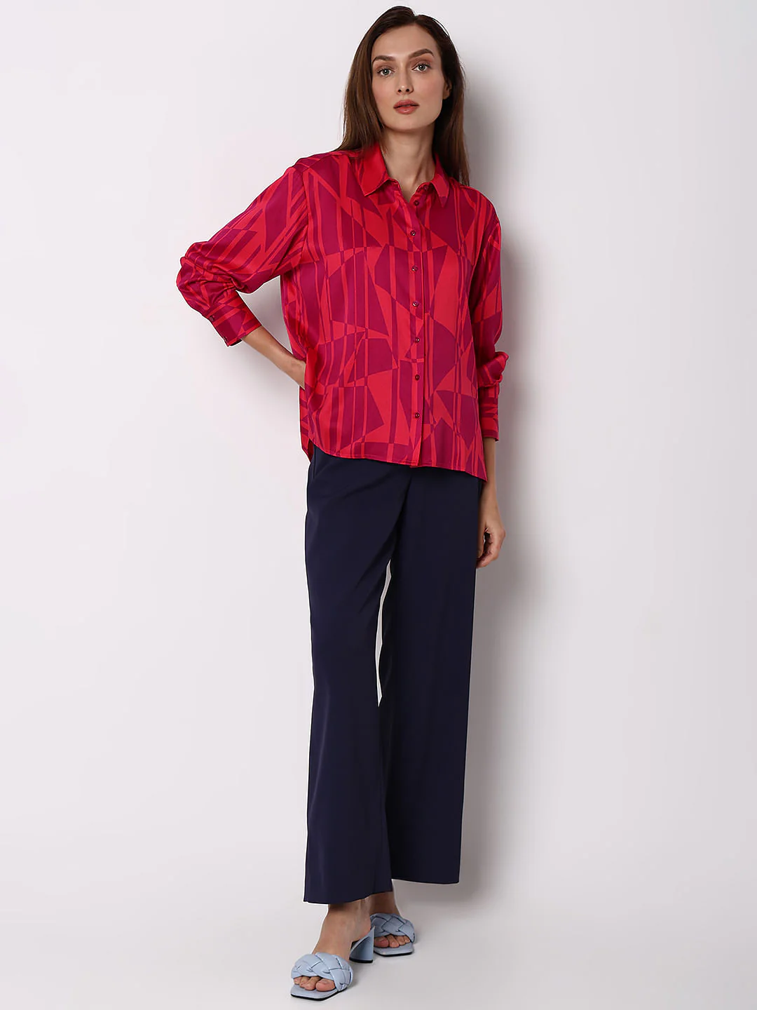 Pink Printed Loose Fit Shirt - Image 5