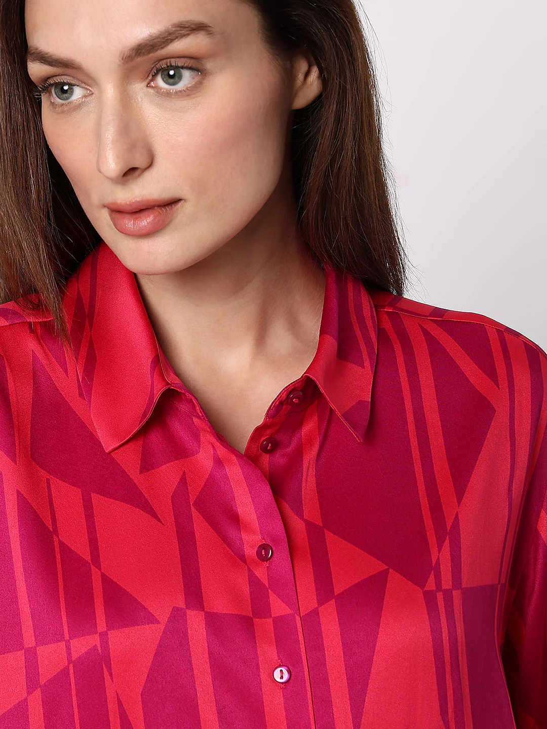 Pink Printed Loose Fit Shirt - Image 6