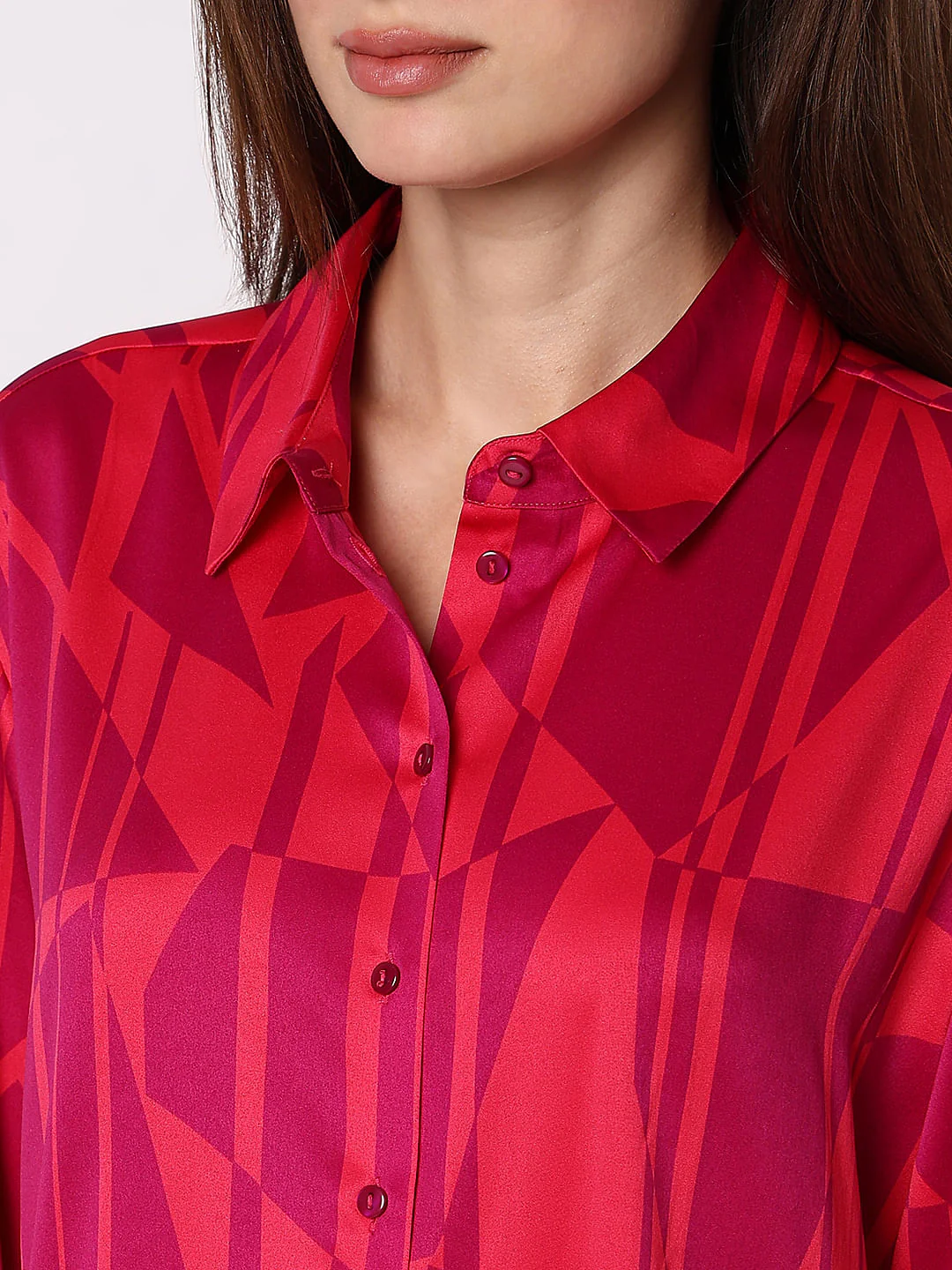 Pink Printed Loose Fit Shirt - Image 8