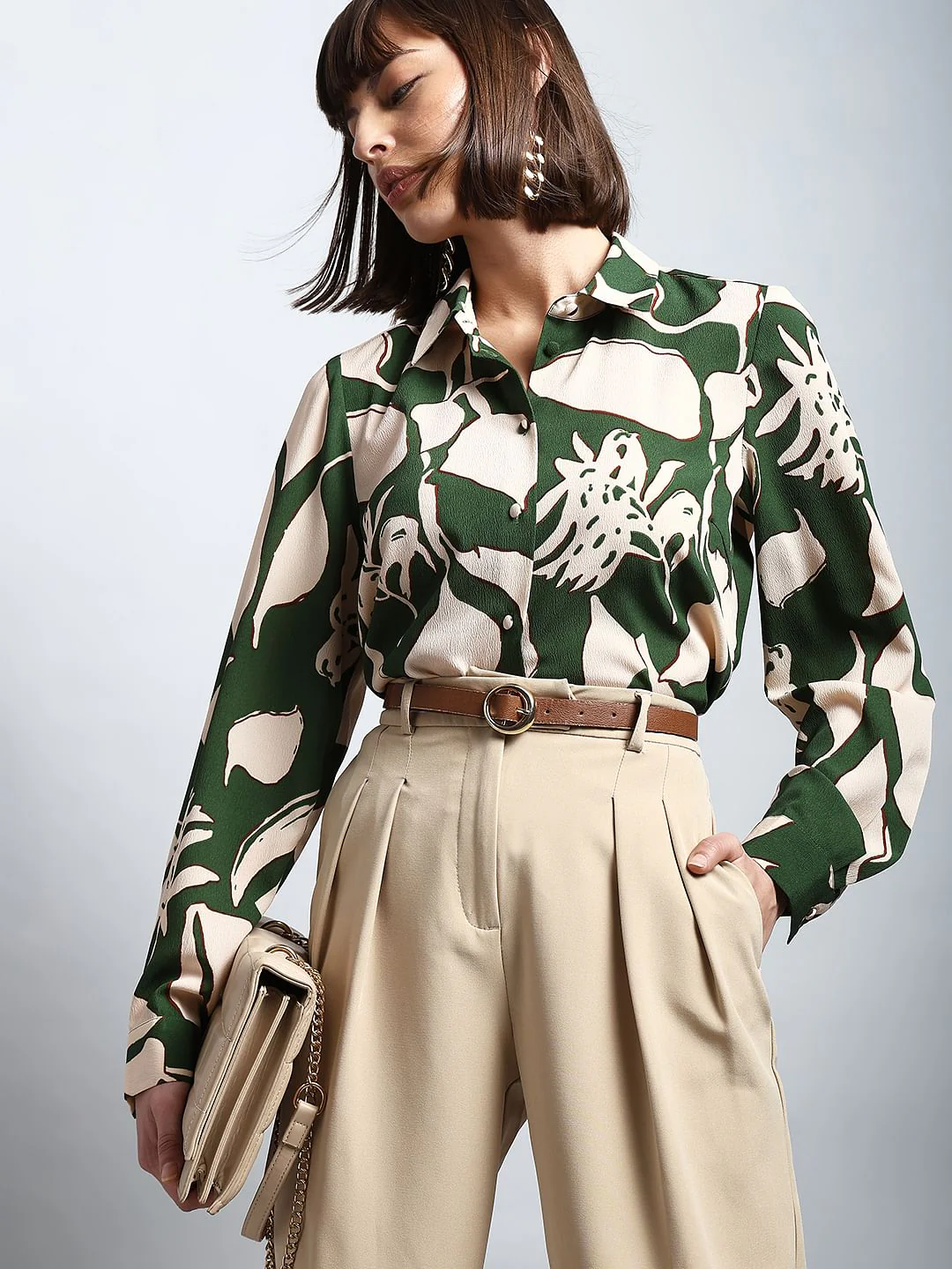 Green Floral Print Shirt