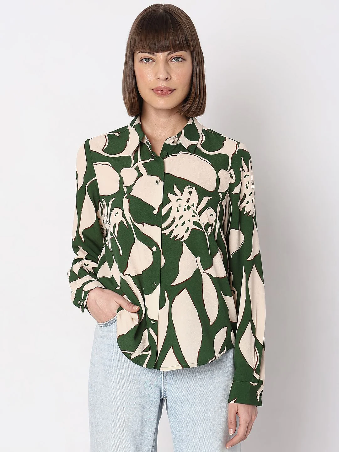 Green Floral Print Shirt - Image 2