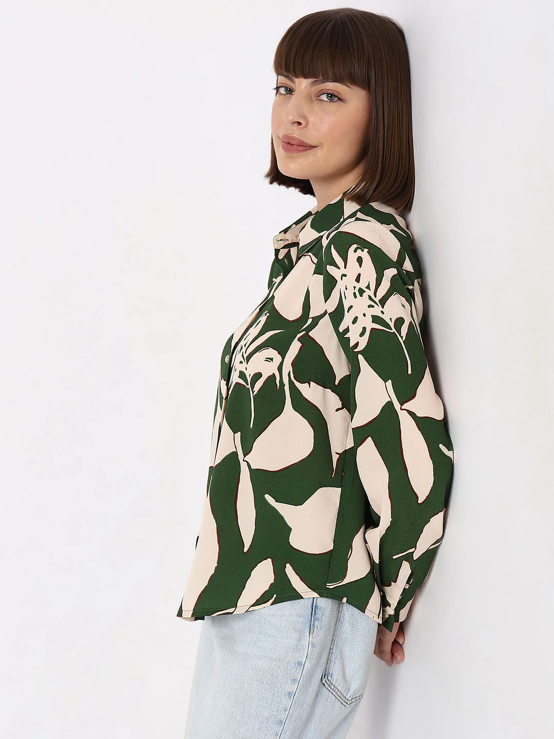 Green Floral Print Shirt - Image 3