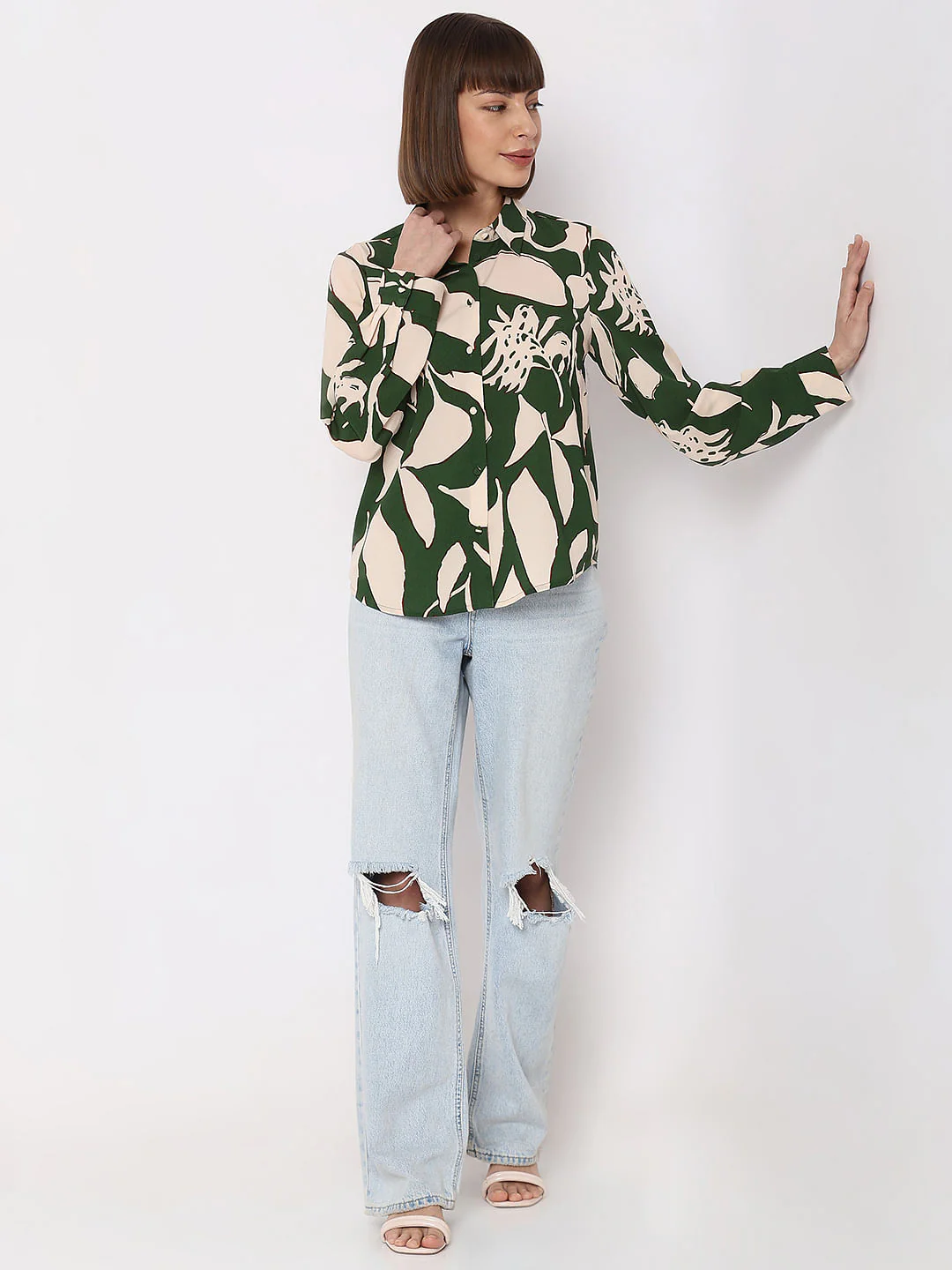 Green Floral Print Shirt - Image 5