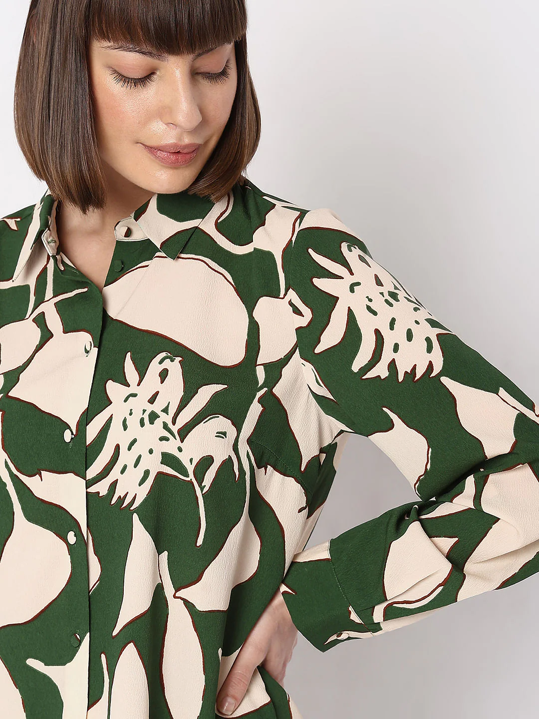 Green Floral Print Shirt - Image 6