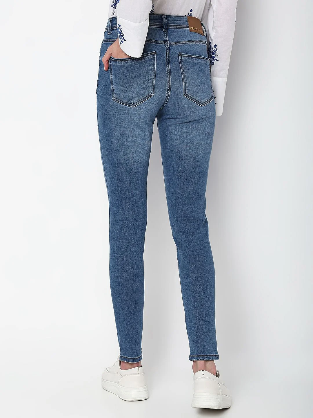 Light Blue Mid Rise Wendy Skinny Jeans - Image 4