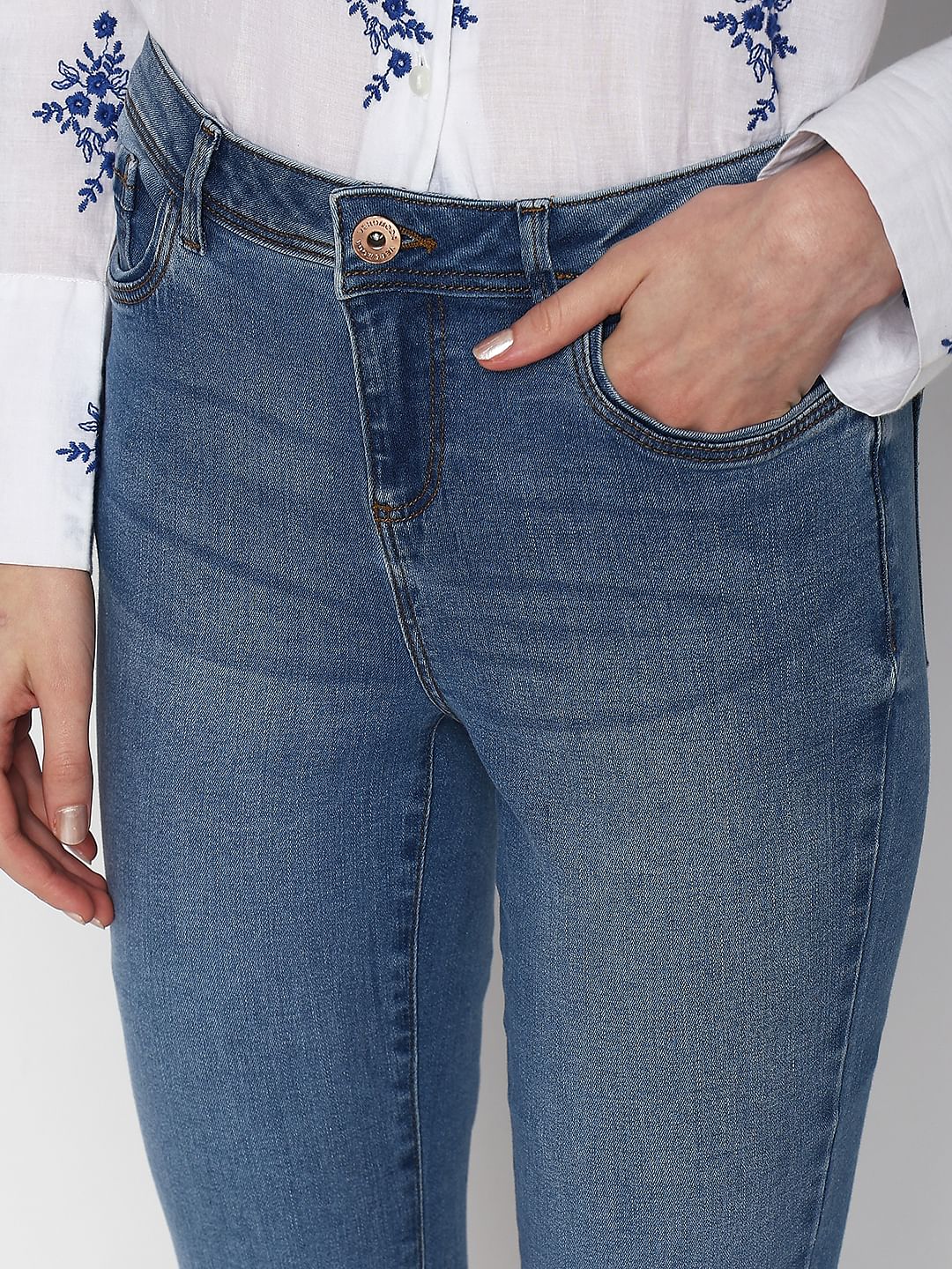 Light Blue Mid Rise Wendy Skinny Jeans - Image 6