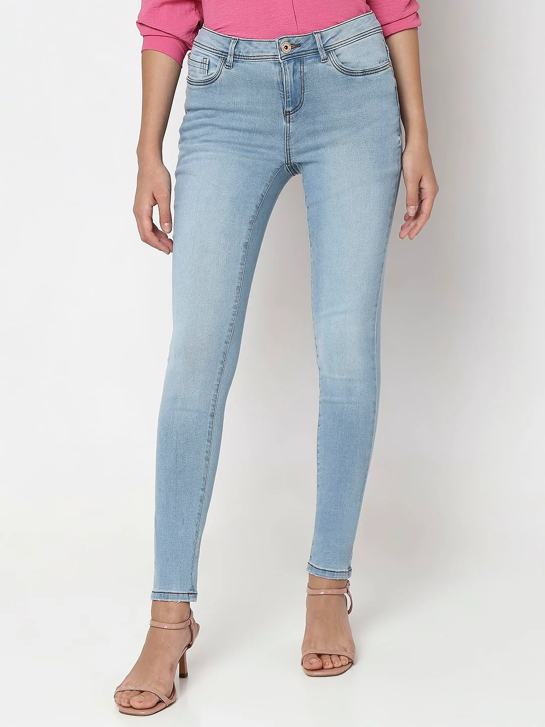 Light Blue Mid Rise Wendy Skinny Jeans - Image 2