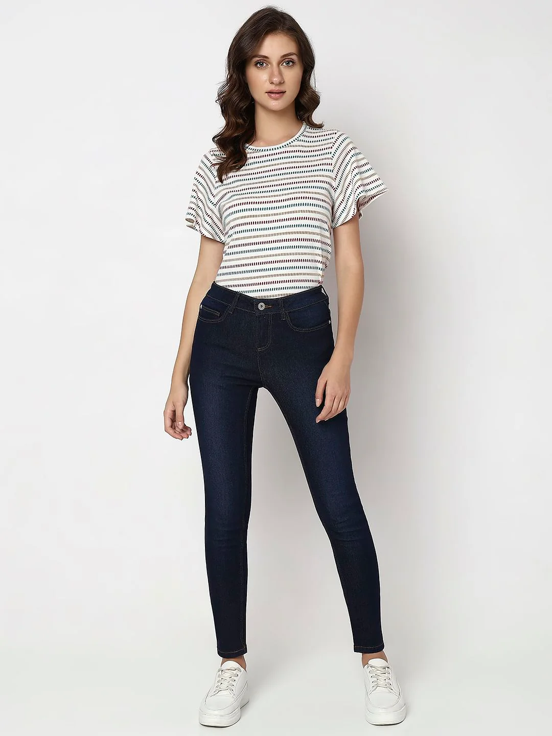 Dark Blue Mid Rise Wendy Skinny Fit Jeans - Image 5