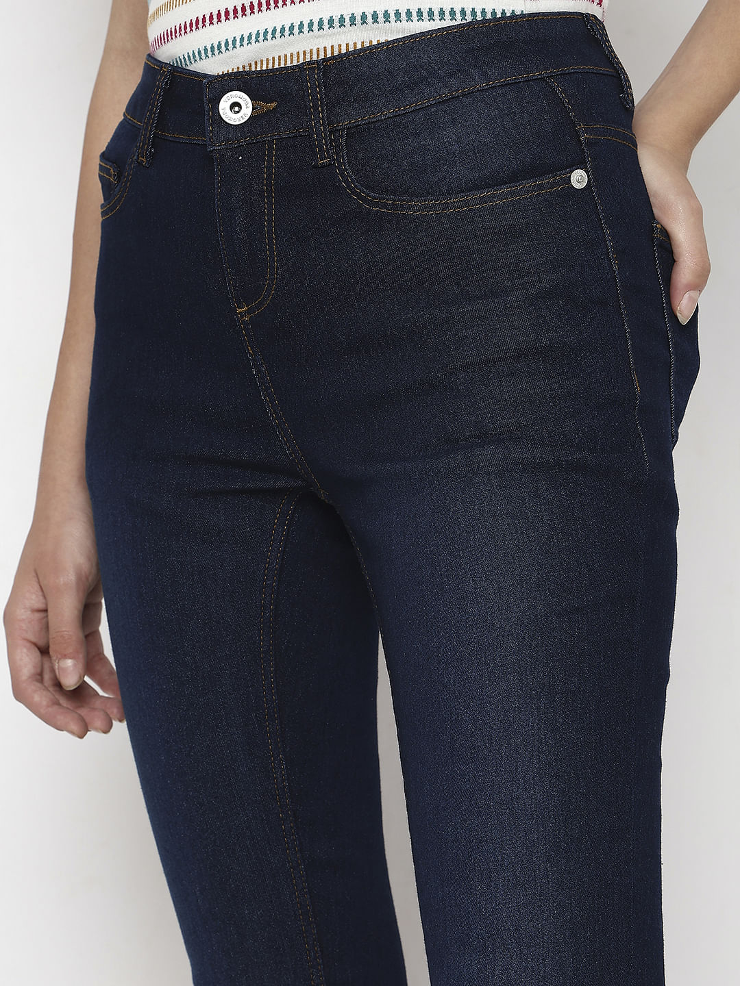 Dark Blue Mid Rise Wendy Skinny Fit Jeans - Image 6