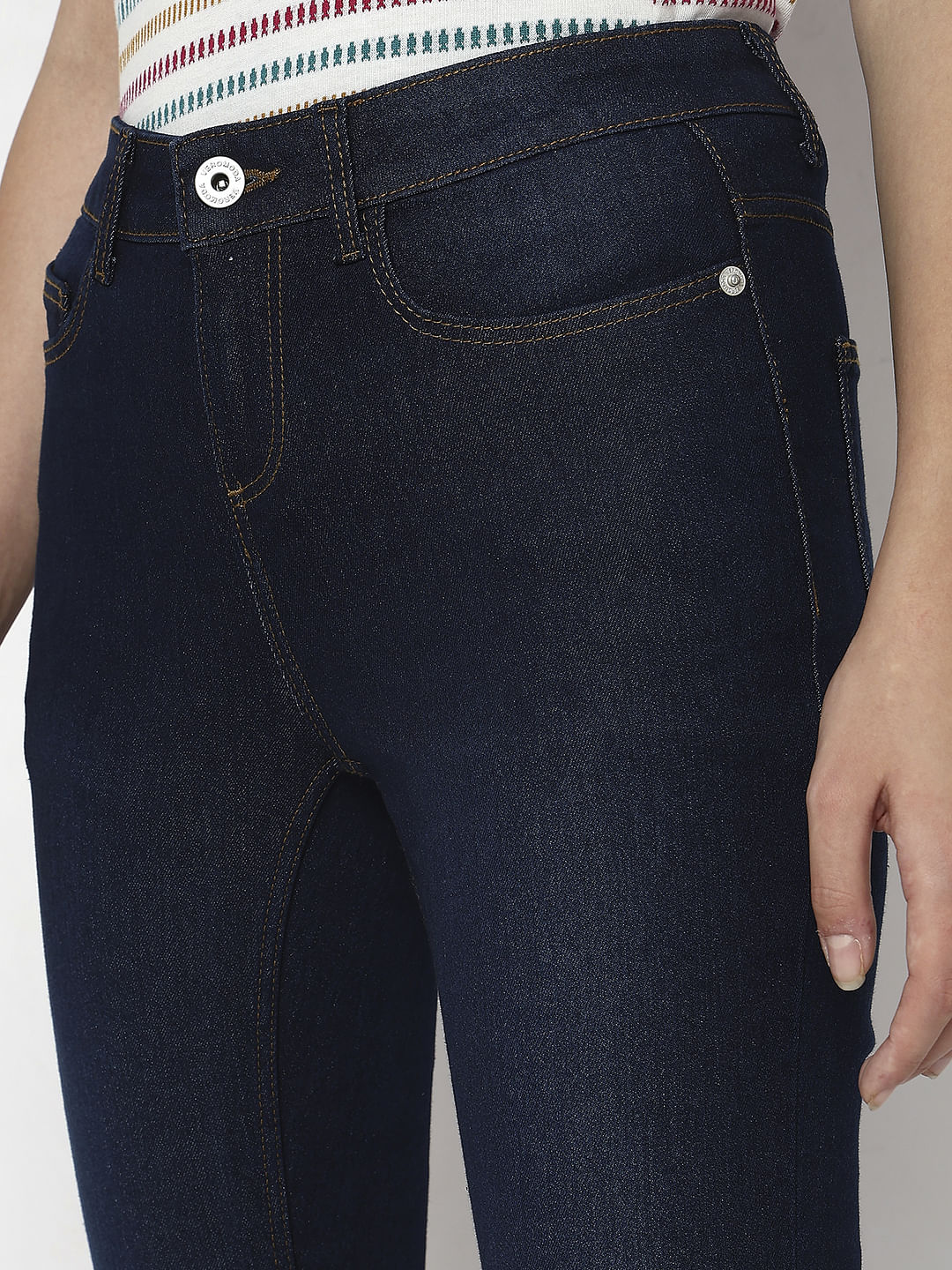 Dark Blue Mid Rise Wendy Skinny Fit Jeans - Image 8