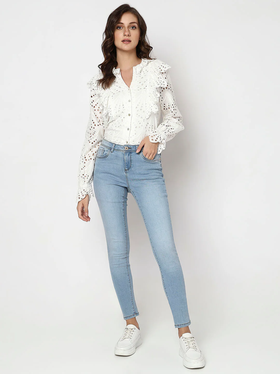 Light Blue Mid Rise Wendy Skinny Jeans - Image 5