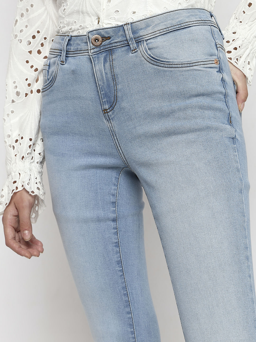 Light Blue Mid Rise Wendy Skinny Jeans - Image 6