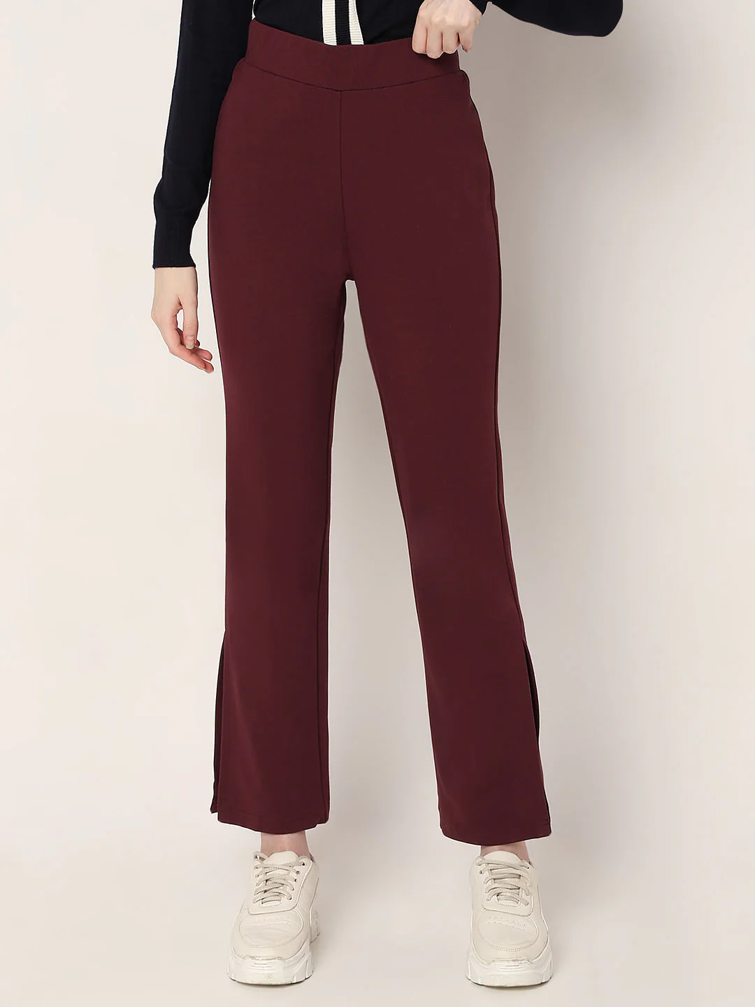 Wine High Rise Bootcut Pants - Image 2