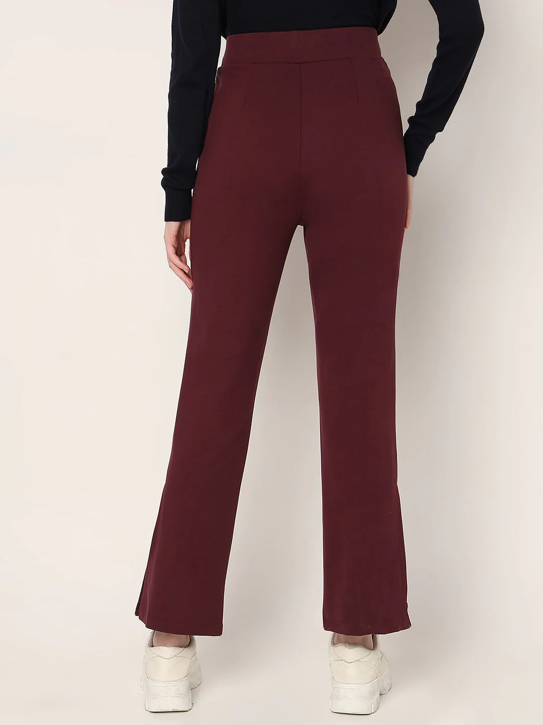 Wine High Rise Bootcut Pants - Image 4