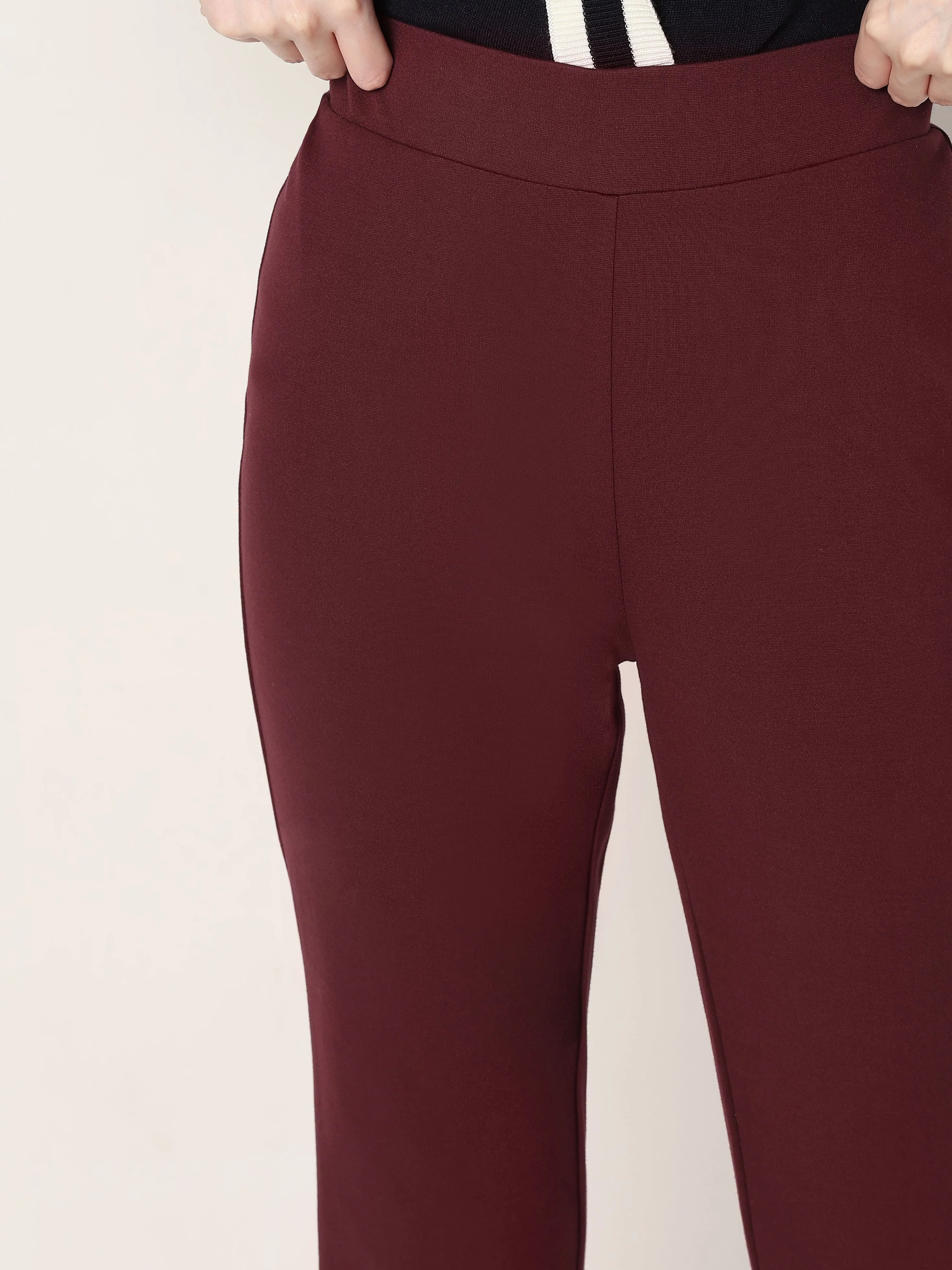 Wine High Rise Bootcut Pants - Image 6