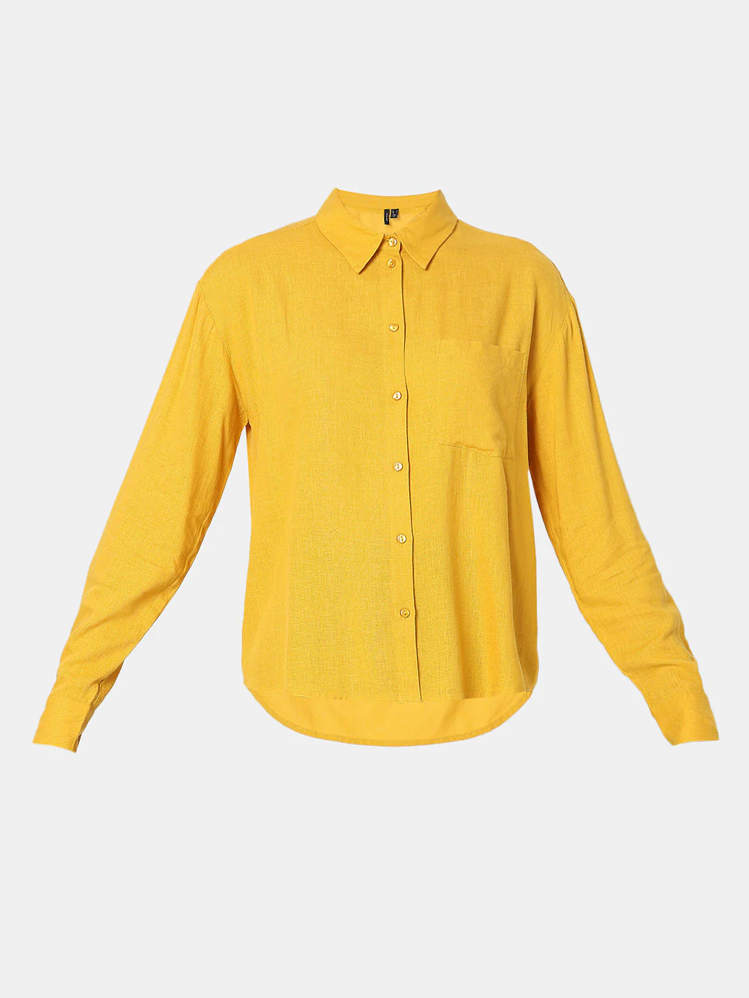 Yellow Linen Regular Fit Shirt - Image 7