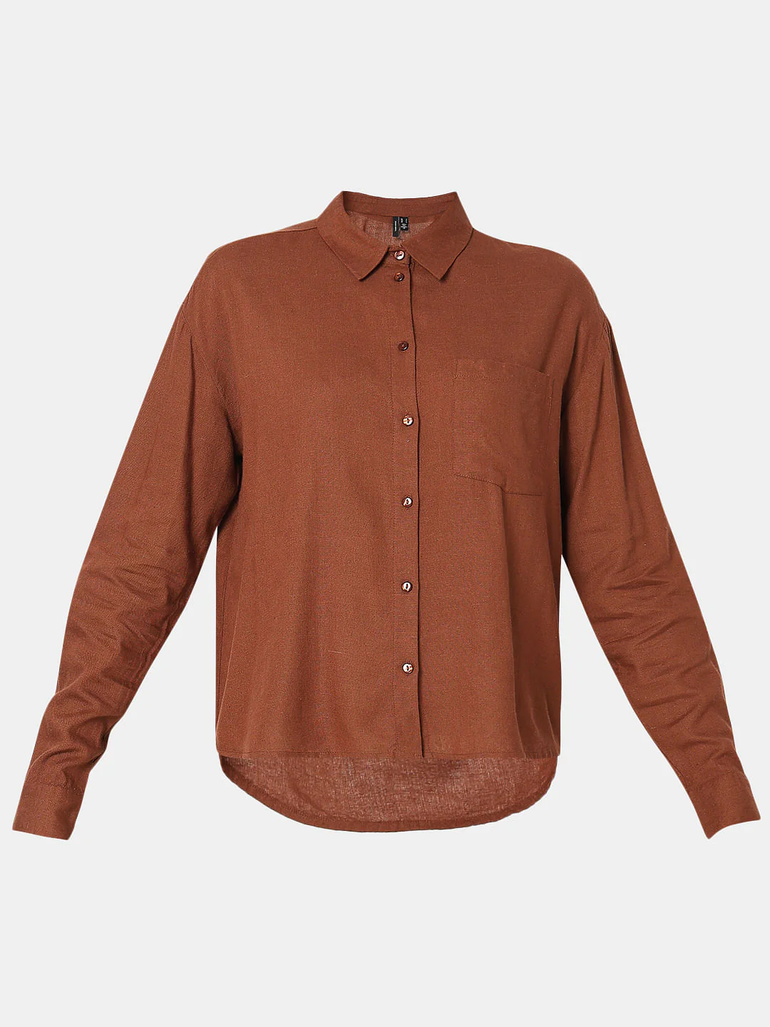 Dark Brown Linen Regular Fit Shirt - Image 7