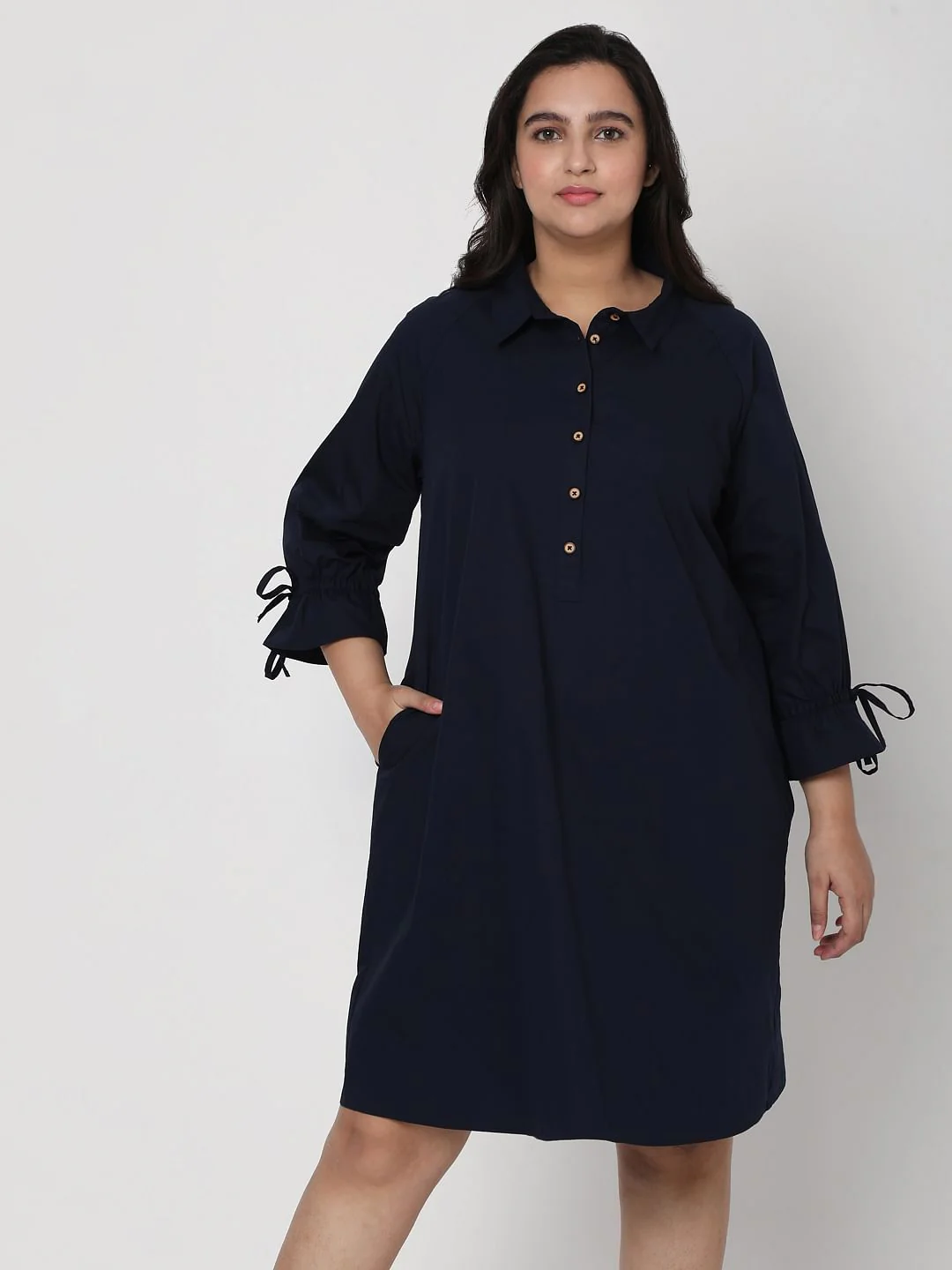 Curve Blue Shirt Dress - Image 2