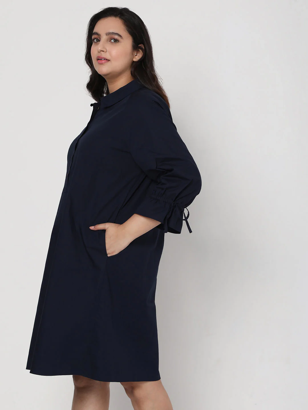 Curve Blue Shirt Dress - Image 3