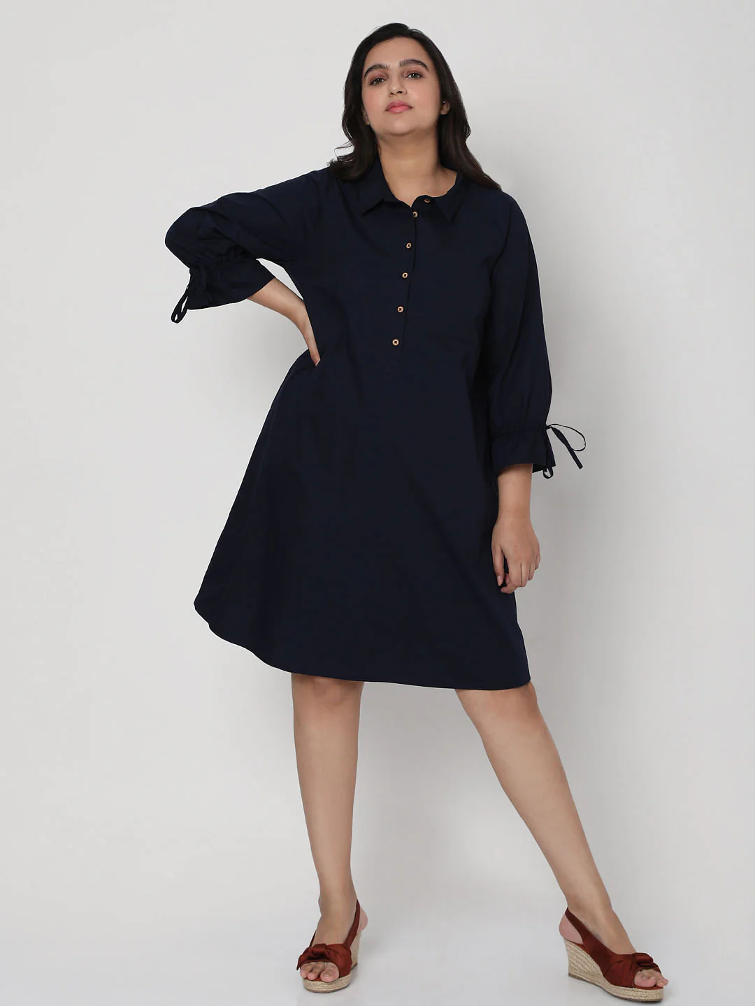 Curve Blue Shirt Dress - Image 5