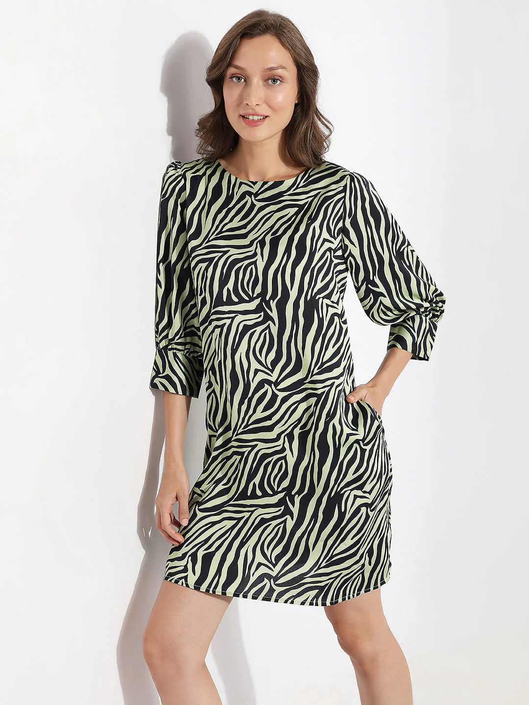 Green Printed Shift Dress - Image 2