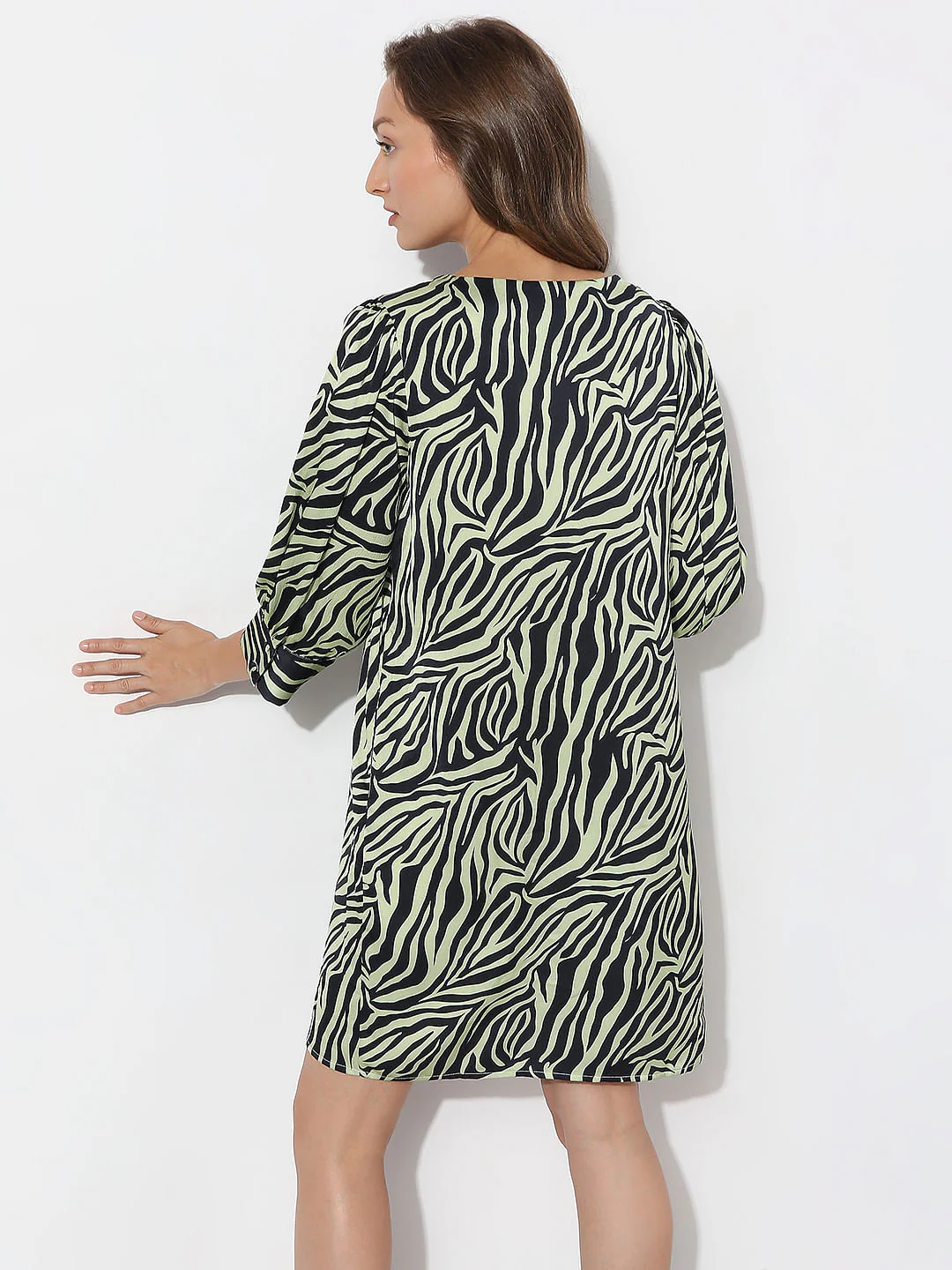 Green Printed Shift Dress - Image 4
