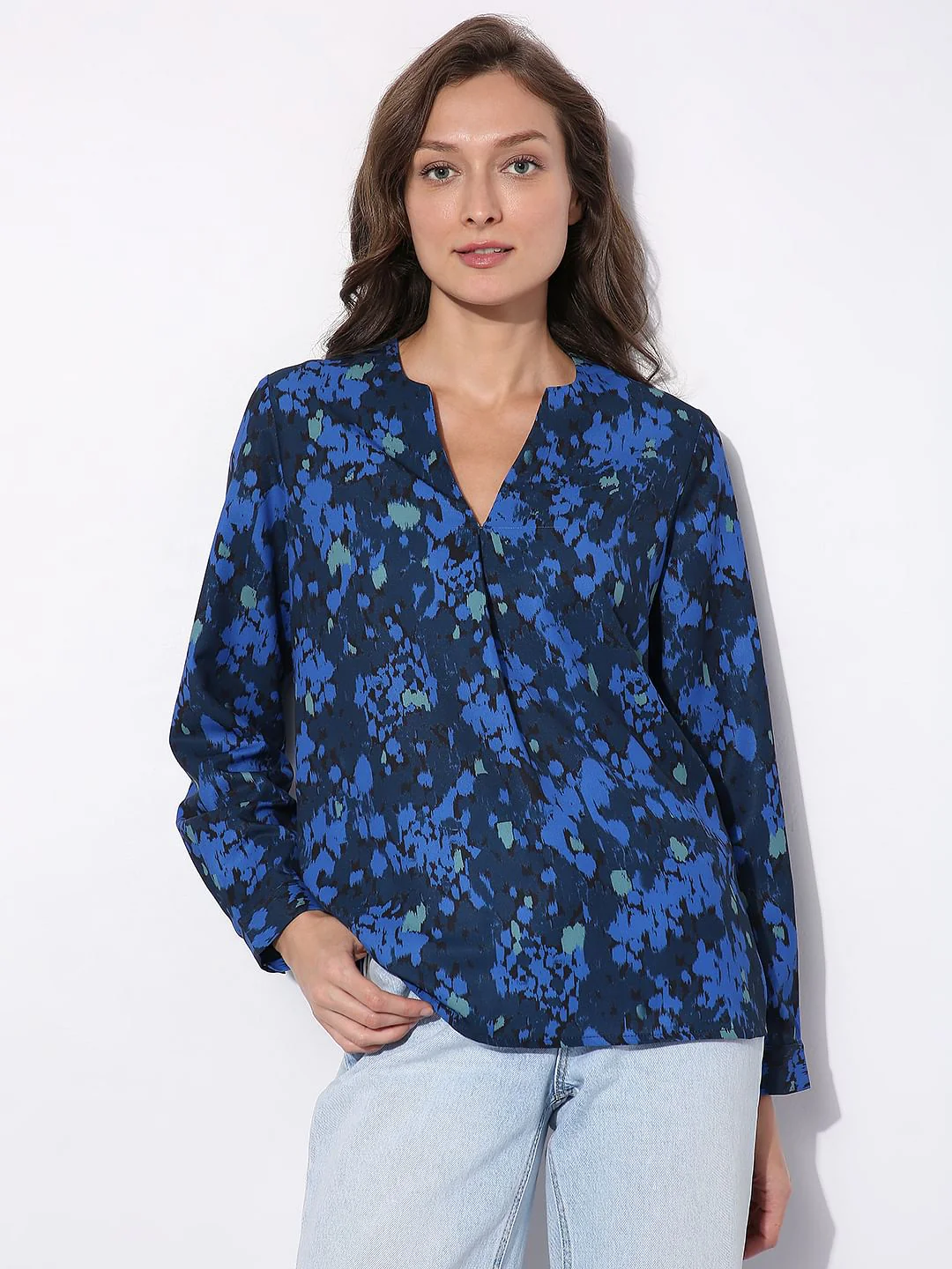 Dark Blue Printed Top - Image 2