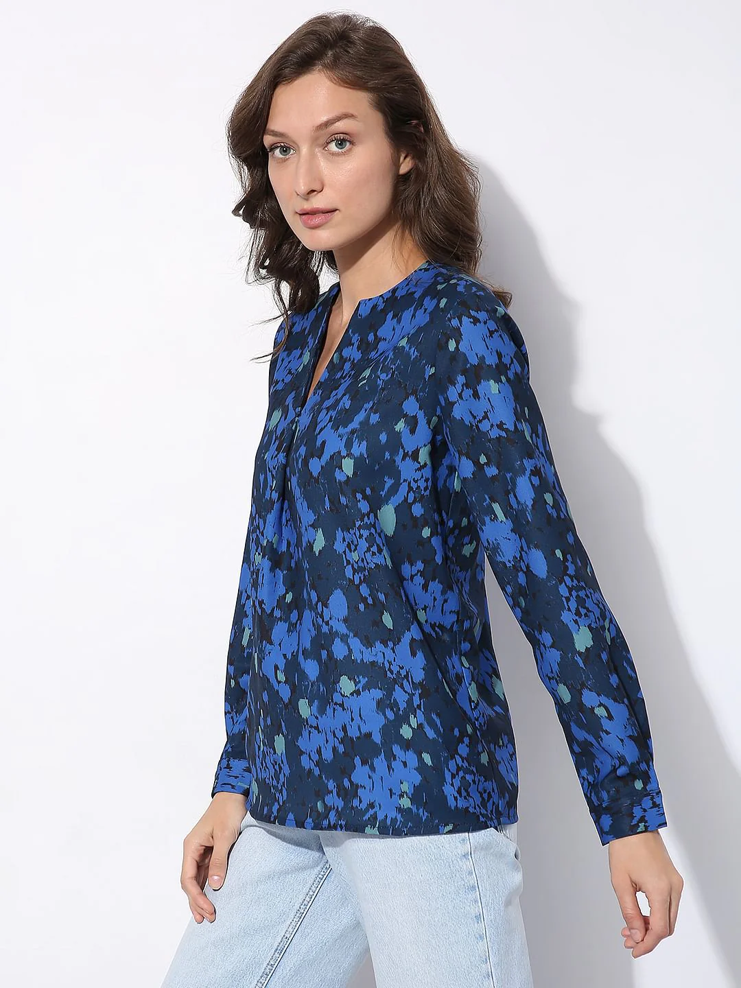 Dark Blue Printed Top - Image 3