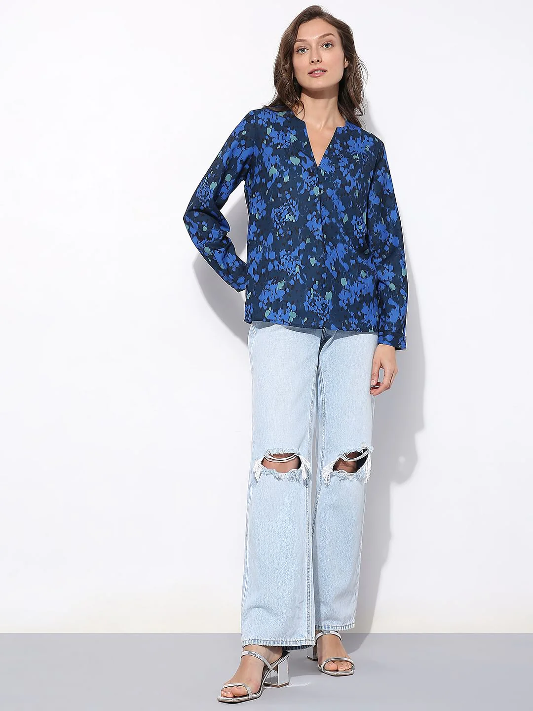 Dark Blue Printed Top - Image 5