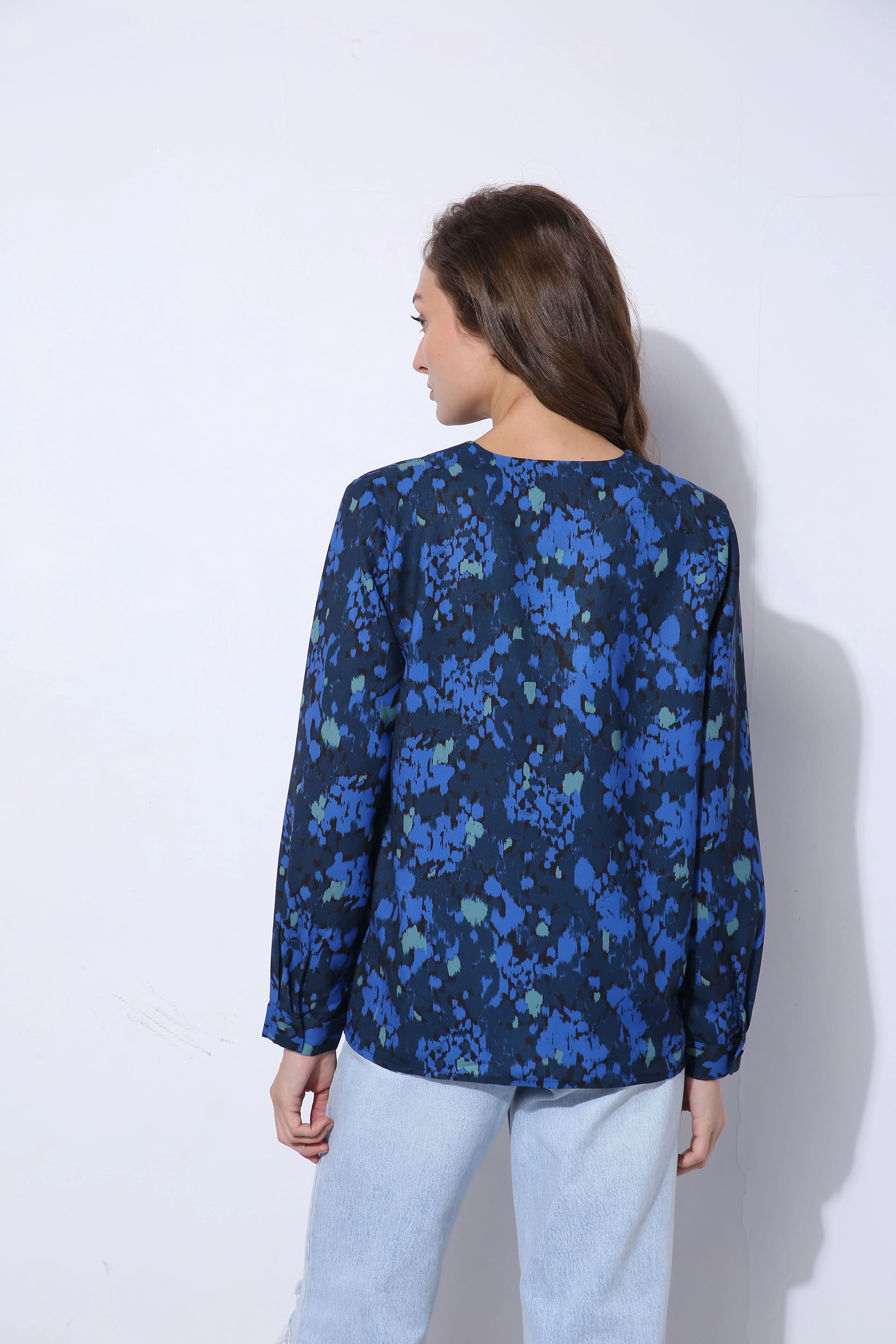Dark Blue Printed Top - Image 9