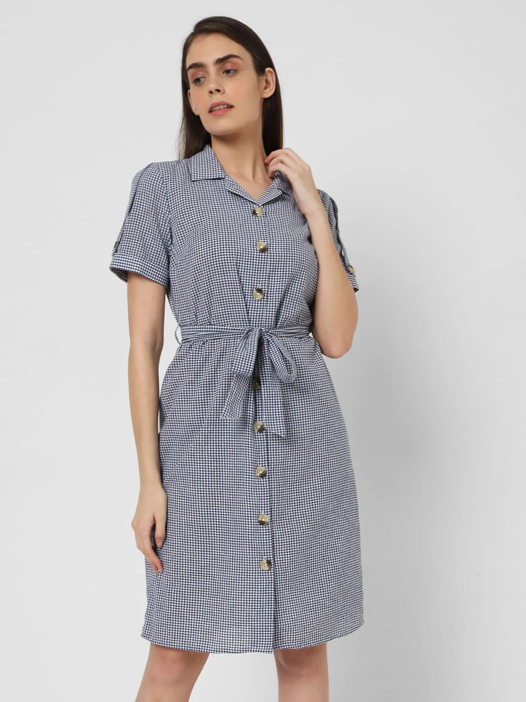 Black Gingham Shirt Dress - Image 2